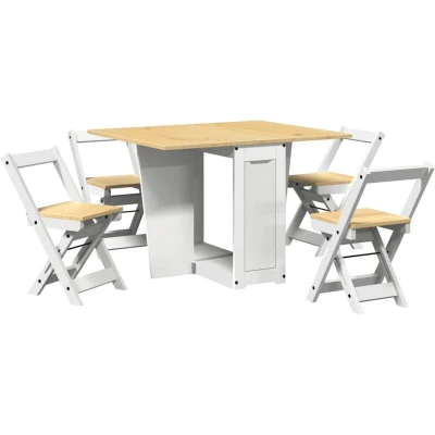 Image of vidaXL 5 Piece Butterfly Dining Set Corona Foldable White Pinewood