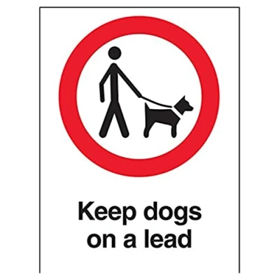 Image of V Safety Keep Dogs On A Lead Prohibition Sign 150mm x 200mm 1mm Rigid Plastic