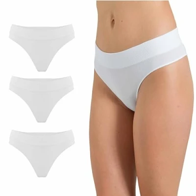 Image of Risalti Underwear Women Brazilian Bamboo 3 Pcs Women&#039;s Knickers, Seamless Knickers For Women, Womens Underwear, Multipack, Pants Made in Italy
