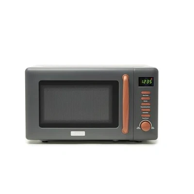 Image of Dorchester Grey Microwave Oven 800w, 5 Power Levels, Express, Auto Cook, Defrost Functions Compact with 27cm Turntable Child Safety Lock Easy To Use Clean Painted Interior