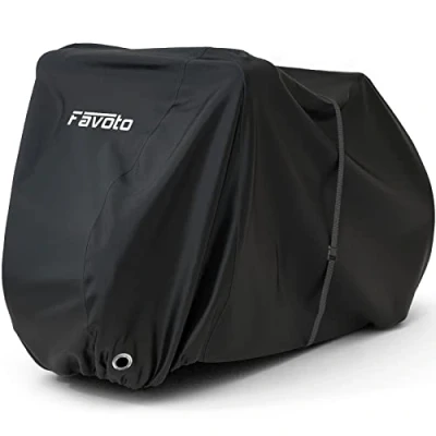 Image of Favoto Bike Cover Waterproof Bicycle for 2 3 Bikes 210D Oxford Fabric Anti Dust Snow UV Protection with Lock holes Storage Bag Mountain Road 79 x 41.3 44 Inch (Black)