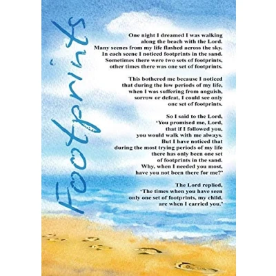 Image of Prayer Card Footprints Size 17cm x 12cm with Envelope
