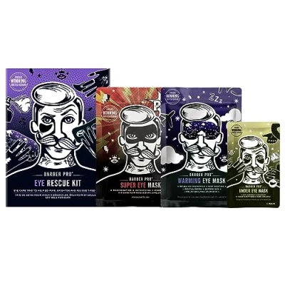 Image of BARBER PRO Eye Rescue Kit Pamper Sets for Men Packed Full of Natural Ingredients Includes 3 Mask Skin Care
