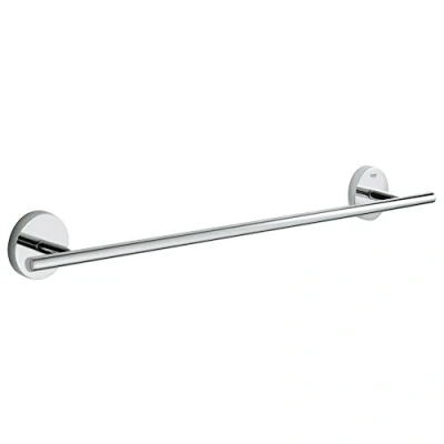 Image of GROHE BauCosmopolitan Towel Rail Bathroom Wall Mounted Holder (Metal, Concealed Fastening, Including Screws and Dowels, Suitable for Gluing), Size 520 mm, Chrome, 40459001