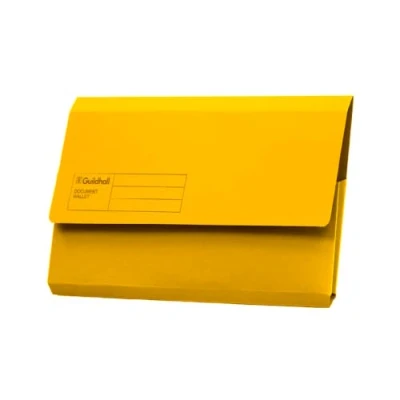 Image of Exacompta Guildhall Document Wallets, 285gsm, Foolscap Yellow, Pack of 50
