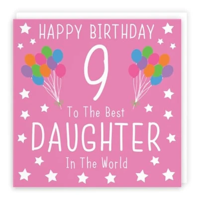 Image of Hunts England Daughter 9th Birthday Card Happy 9 To The Best In World Iconic Collection Fun Colourful