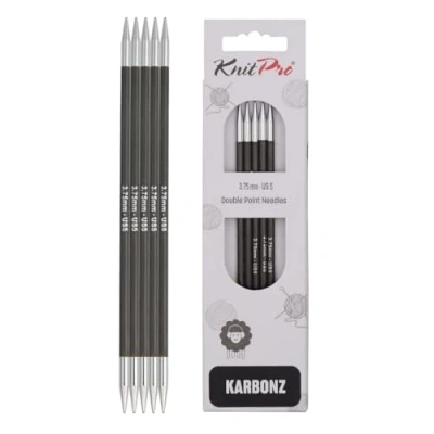 Image of KnitPro 15 cm x 3.75 mm Karbonz Double Pointed Needles, Black and Silver