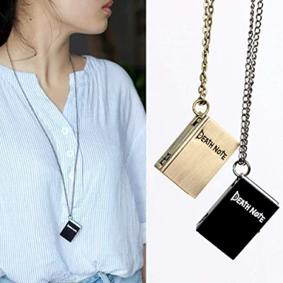 Image of ZHONGJIUYUAN 2pcs Vintage Unique Black Bronze Quartz Open Death Note Pendant Necklace Pocket Watch Gift