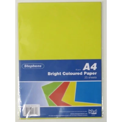 Image of Stephens Bright Coloured Paper 80gsm 25 Sheets, Great For Printing, Photocopying, Card Making, Decoupage, And Scrapbook Designs, Perfect Cardboard Base Craft Projects, Essential Stationery Item