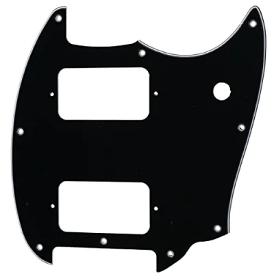 Image of Musiclily Pro 9 Holes Round Corner HH Guitar Pickguard 2 Humbuckers for Squier Bullet Series Mustang Electric Guitar, 3Ply Black