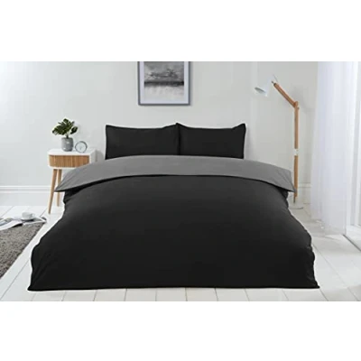 Image of Emma Barclay Lyla Reversible Duvet Set in Black/Grey Double