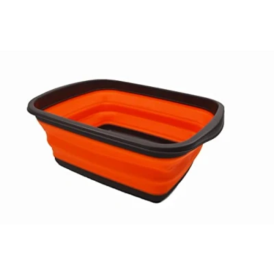 Image of SAMMART 10L Collapsible Tub Foldable Dish Portable Washing Basin Space Saving Plastic Washtub (Brown/Orange, 1)