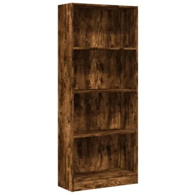Image of vidaXL Bookcase Bookshelf Book Rack Storage Cabinet Smoked Oak Engineered Wood, 60 x 24 143 cm, Versatile Display for Living Room, Bedroom, Hallway