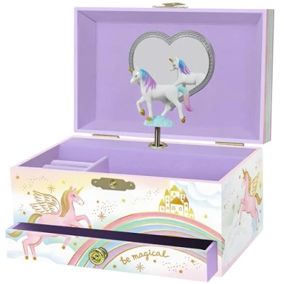Image of Musical Unicorn Jewellery Box for Girls Kids Dancing Music with Mirror, Gifts Little Girls, Boxes, Childrens Birthday Gift, Ages 3 10