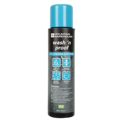 Image of Mountain Warehouse Wash N Proof 300ml Breathable &amp; Water Repellent Proofer Solution For Jackets, Down, Hiking Trekking Gear