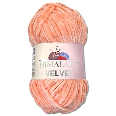 Image of Wohnkult Himalaya 100 g Velvet Dolphin Wool, 40 Colours to Choose From, Chenille Knitting Yarn, Fluffy Shiny Accessory, Clothing, Blankets (90023, Peach)