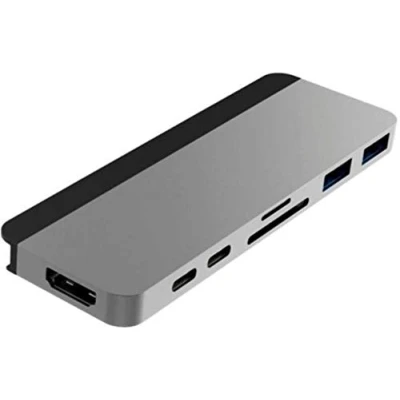 Image of Hyper HyperDrive DUO 7 in 2 Hub USB C For MacBook Pro / Air HDMI 4K60Hz HDR, 40Gbps 100W PD, 5Gbps 60W MicroSD/SD 3.0 UHS I 104MB/s, x A Silver