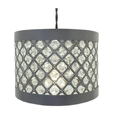 Image of Chandelier Style Ceiling Light Shade Droplet Pendant Acrylic Crystal Bead Luxury (Moda Grey)