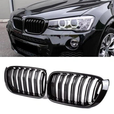 Image of Gangying F25 Kidney Grille for BMW X Series X3 X4 F26 LCI Grill Glossy Black Double Slat 2014 2015 2016 2017 2018