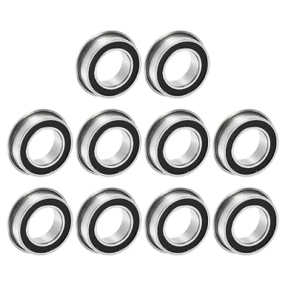 Image of uxcell MF106 2RS Flanged Ball Bearing 6x10x3mm Double Sealed Chrome Steel Flange Bearings, 10pcs