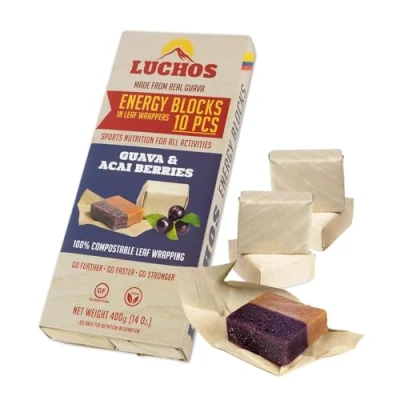 Image of LUCHOS Natural High Energy Bars Carb for Sports Endurance, Cycling &amp; Workouts Vegan Gluten Free Running Healthy Snack Bar Nutrition with Compostable Wrapper Acai Berry, 10 Pack