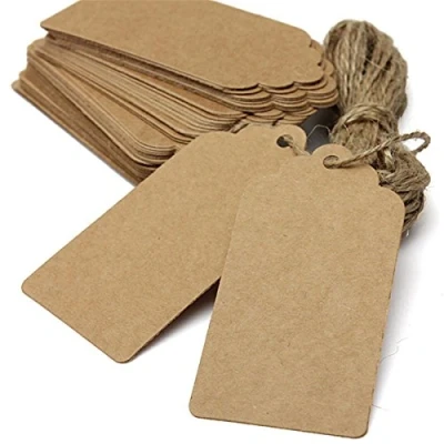 Image of AKA® 100PCS Christmas Kraft Paper Gift Tags Price Wedding Scallop Label Blank Luggage (Brown)