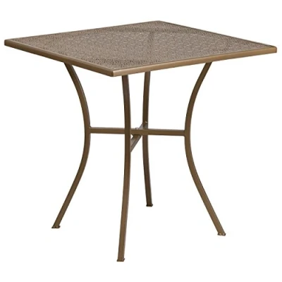 Image of Flash Furniture Oia Commercial Grade 28&quot; Square Gold Indoor Outdoor Steel Patio Table