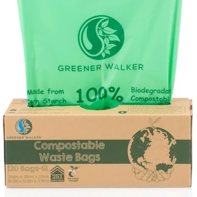 Image of Greener Walker 25% Extra Thick Compost 6L/10L/30L Caddy Bin Liners 120 Bags Biodegradable Kitchen Food Waste Bags(6L)