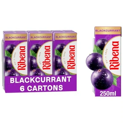 Image of Ribena Blackcurrant Juice Drink Cartons Multipack 6x250ml; Real Fruit; Rich In Vitamin C; No Artificial Colours or flavours ; Perfect For On The Go