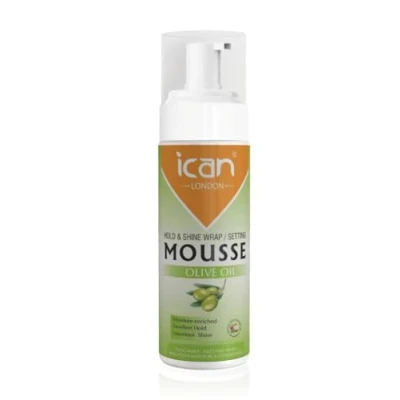 Image of ican London Olive Oil Hold &amp; Shine Wrap Set Mousse 207ml