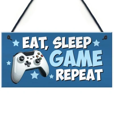 Image of Red Ocean Gaming Room Door Sign For Boys Bedroom Gamer Gift Son Brother Games Accessories Gifts Christmas