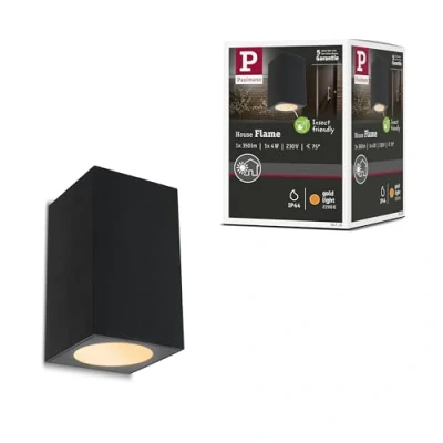 Image of Paulmann 94710 LED outdoor wall luminaire Flame insect friendly IP44 rectangular 58x103mm 2200K 4W 265lm 230V 75 anthracite metal gold light