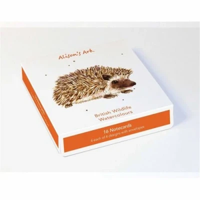 Image of Box of 16 Notecards British Wildlife Animal Themed Designs 4 Each Artistic by Alison&#039;s Ark General Cards Suitable for Birthday and Other Occasions Made in the UK Eco Friendly