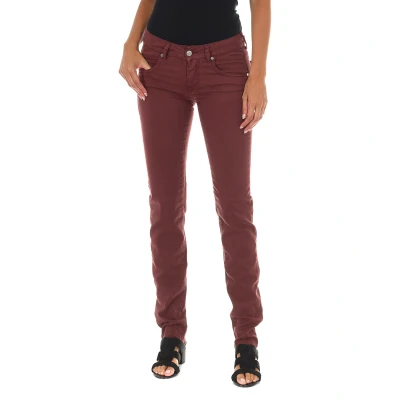 Image of Met Womens Long jean pants with narrow cut hems 10DBF0475 B088 woman Burgundy Cotton Size 29 (Waist)
