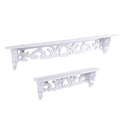 Image of Yosoo Country House Wood White Wall Organiser Shelf Hanging Decorative Retro Design with Screw