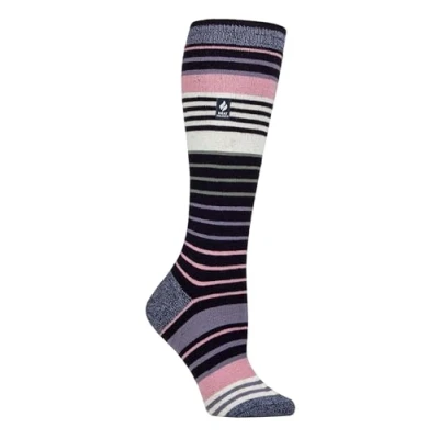 Image of Women&#039;s 1 Pair SOCKSHOP Heat Holders 1.0 TOG Apres Ski Ultra Lite Socks Jura Navy / Lilac 4 8
