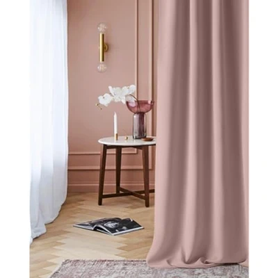 Image of ROOM99 Laurel Curtain with Ruffle Tape, 140 x 280 cm, Width Height Blackout Opaque Sliding Curtains, Living Room, Bedroom for Rail System, Powder Pink, Pack of 1