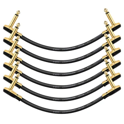 Image of Donner Guitar Patch Cables Right Angle, 6 Inch Effect Pedal Cords 1/4 Instrument for Bass Effects Pedals Pack