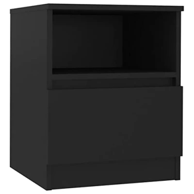 Image of vidaXL Bed Cabinet Chipboard Nightstand Drawer Storage End Bedside Table Shelf Telephone Stand Living Room Bedroom Furniture Black