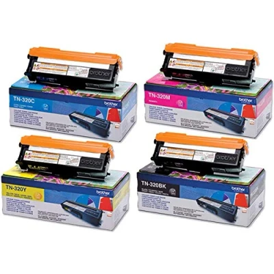Image of Brother TN 320BK/TN 320C/TN 320M/TN 320Y Toner Cartridges, Black/Cyan/Magenta/Yellow, Multi Pack, Standard Yield, includes 4 x Genuine Supplies
