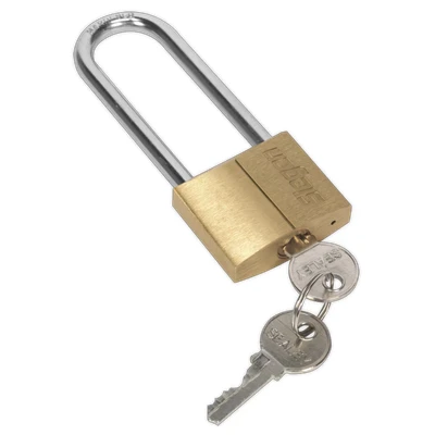 Image of Siegen Brass Body Padlock with Cylinder Long Shackle 40mm