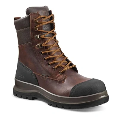 Image of Carhartt Men&#039;s Detroit Rugged Flex Waterproof S3 8 Inch Safety Boot, Dark Brown, 40