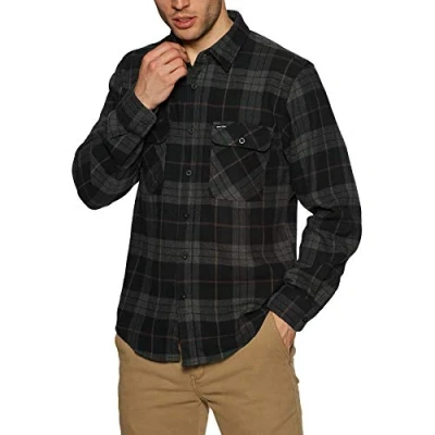 Image of Brixton Men&#039;s Bowery Button Down Shirt, Black/Charcoal, S