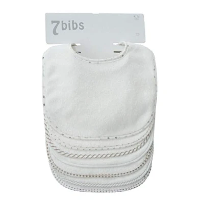 Image of Baby Boys Girls Double Layer of Cotton Bandana Drool Soft Absorbent Drooling Bibs (7 Pieces) (White)