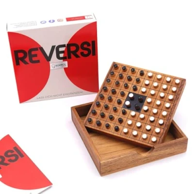 Image of Rombol Wooden Reversi game White and Black pieces storage box Travel games 2 player strategy board