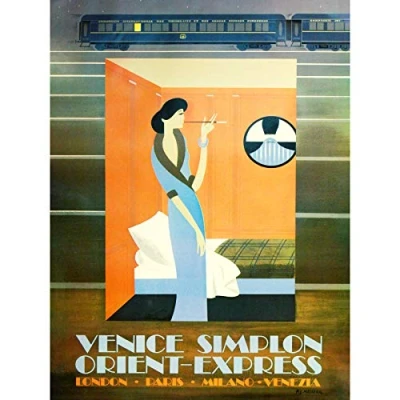 Image of Wee Blue Coo Orient Express Train London Paris Venice Large Wall Art Poster Print Thick Paper 18X24 Inch