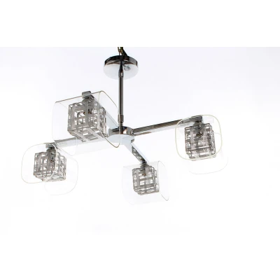 Image of Avignon Glass/weaved Wire Cube 4 Arm Pendant Ceiling Light