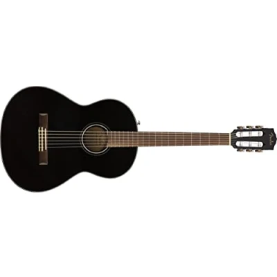 Image of Fender CN 60S Nylon Acoustic Guitar, Walnut Fingerboard, Black, Comes with Free Virtual Lessons