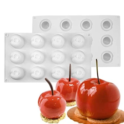 Image of Square Silicone Mold molds Christmas Resin Concrete Putty Candle Moulds 3D Mould Sphere Tray 12 Holes Cherries
