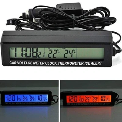 Image of PolarLander 3 in 1 Car Digital LCD Display Clock Voltmeter Thermometer Durable Battery Voltage Temperature Monitor Meter